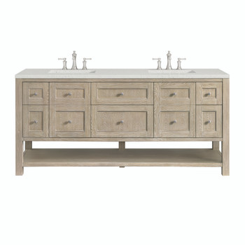 Breckenridge 72" Double Vanity, Whitewashed Oak w/ 3 CM Lime Delight Silestone Top