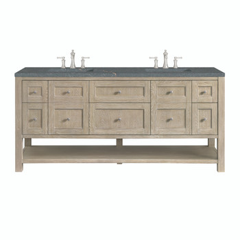 Breckenridge 72" Double Vanity, Whitewashed Oak w/ 3 CM Parisien Bleu Silestone Top