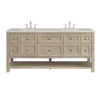 Breckenridge 72" Double Vanity, Whitewashed Oak, w/ 3 CM Siberian Silestone Top w/FreePower Wireless Charger
