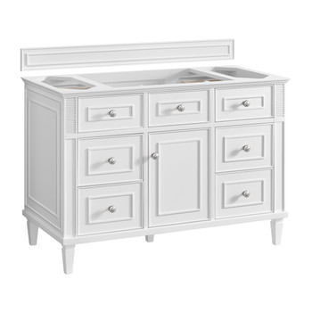 Lorelai 48" Single Vanity, Bright White w/ 3 CM Charcoal Soapstone Silestone Top