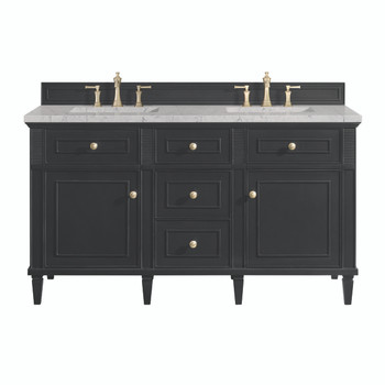 Lorelai 60" Double Vanity, Black Onyx w/ 3 CM Eternal Jasmine Pearl Silestone Top