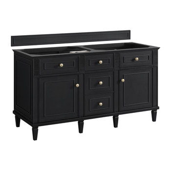 Lorelai 60" Double Vanity, Black Onyx w/ 3 CM Parisien Bleu Silestone Top