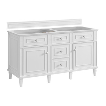 Lorelai 60" Double Vanity, Bright White w/ 3 CM Ethereal Noctis Silestone Top