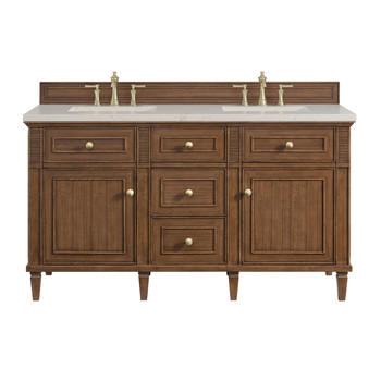 Lorelai 60" Double Vanity, Mid-Century Walnut, w/ 3 CM Siberian Silestone Top