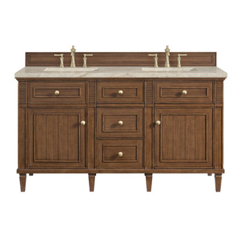 Lorelai 60" Double Vanity, Mid-Century Walnut, w/ 3 CM Tajnar Eclos Top