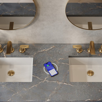 Lorelai 60" Double Vanity, Whitewashed Oak w/ 3 CM Parisien Bleu Silestone Top w/FreePower Wireless Charger