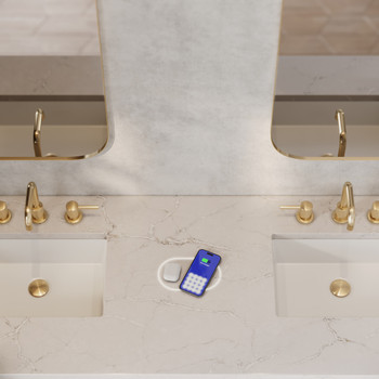 Lorelai 72" Double Vanity, Black Onyx w/ 3 CM Victorian Silver Silestone Top w/FreePower Wireless Charger