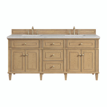 Lorelai 72" Double Vanity, Light Natural Oak w/ 3 CM Eternal Jasmine Pearl Silestone Top w/FreePower Wireless Charger