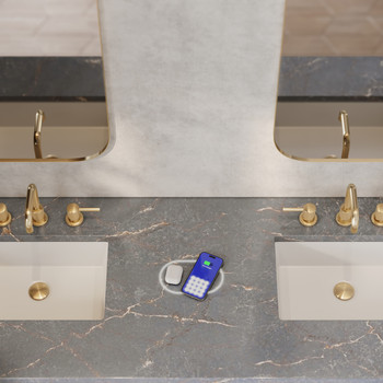 Lorelai 72" Double Vanity, Light Natural Oak w/ 3 CM Parisien Bleu Silestone Top w/FreePower Wireless Charger