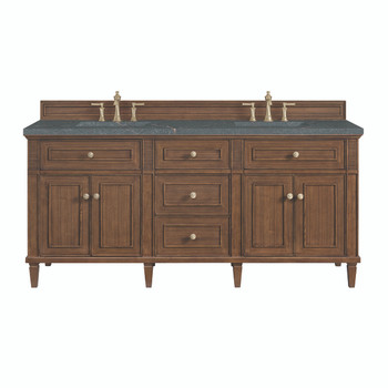 Lorelai 72"Double Vanity, Mid-Century Walnut w/ 3 CM Parisien Bleu Silestone Top w/FreePower Wireless Charger