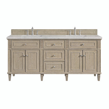 Lorelai 72" Double Vanity, Whitewashed Oak w/ 3 CM Eternal Jasmine Pearl Silestone Top