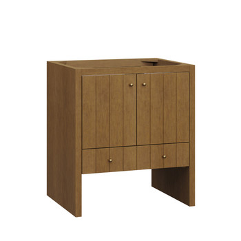 Hudson 30" Single Vanity, Honey Oak w/ Single Hole 3 CM White Zeus Silestone Top and Matching Backsplash