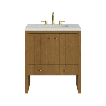 Hudson 30" Single Vanity, Honey Oak w/ 3 CM Lime Delight Silestone Top