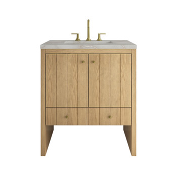 Hudson 30" Single Vanity, Light Natural Oak w/ 3 CM Victorian Silver Silestone Top