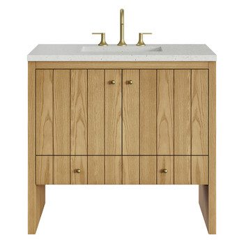 Hudson 36" Single Vanity, Light Natural Oak w/ 3 CM Lime Delight Top
