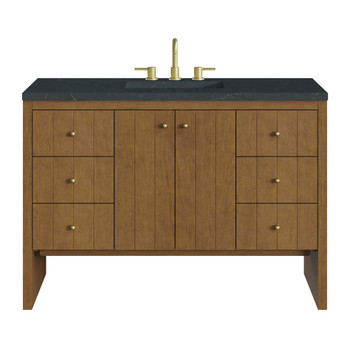 Hudson 48" Single Vanity, Honey Oak w/ 3 CM Charcoal Soapstone Silestone Top