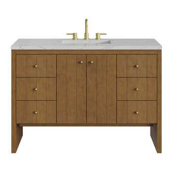 Hudson 48" Single Vanity, Honey Oak w/ 3 CM Ethereal Noctis Silestone Top