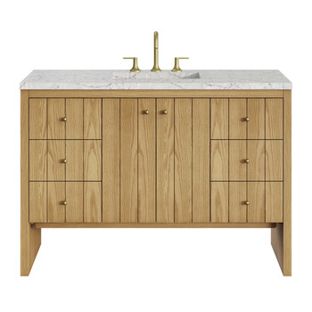 Hudson 48" Single Vanity, Light Natural Oak w/ 3 CM Eternal Jasmine Pearl Top