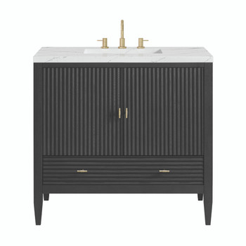 Myrrin 36" Vanity, Carbon Oak w/ 3 CM Ethereal Noctis Silestone Top