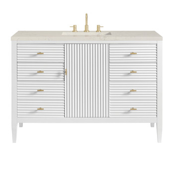 Myrrin 48" Single Vanity, Bright White, w/ 3 CM Siberian Silestone Top