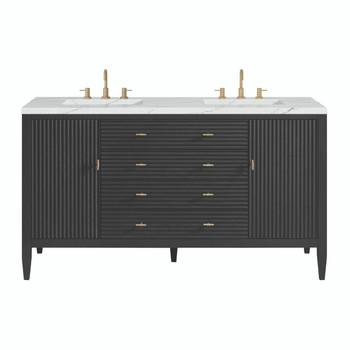 Myrrin 60" Double Vanity, Carbon Oak w/ 3 CM Ethereal Noctis Silestone Top