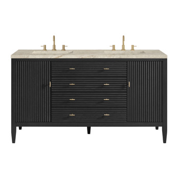 Myrrin 60" Double Vanity, Carbon Oak, w/ 3 CM Tajnar Eclos Top