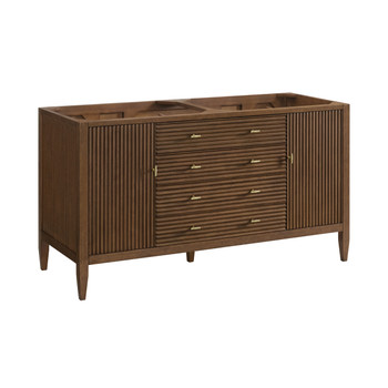 Myrrin 60" Double Vanity, Mid Century Walnut, w/ 3 CM Tajnar Eclos Top