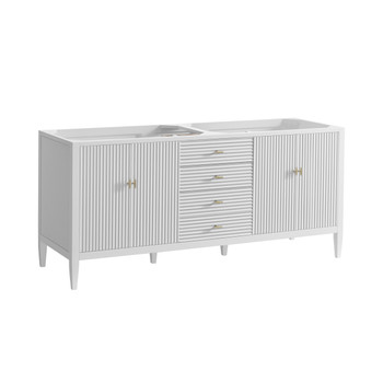 Myrrin 72" Vanity, Bright White, w/ 3 CM Siberian Silestone Top