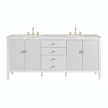 Myrrin 72" Double Vanity, Bright White w/ 3 CM Victorian Silver Silestone Top