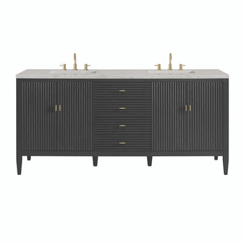 Myrrin 72" Double Vanity, Carbon Oak w/ 3 CM Eternal Jasmine Pearl Silestone Top
