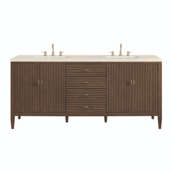 Myrrin 72" Double Vanity, Mid Century Walnut w/ 3 CM Eternal Marfil Silestone Top
