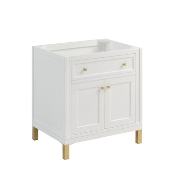 Chicago 30" Single Vanity, Glossy White, w/ 3 CM Eternal Jasmine Pearl Silestone® Top