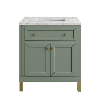 Chicago 30" Single Vanity, Smokey Celadon, w/ 3 CM Eternal Jasmine Pearl Silestone® Top