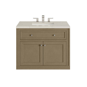 Chicago 36" Single Vanity, Walnut Whisper, w/ 3 CM Siberian Silestone Top