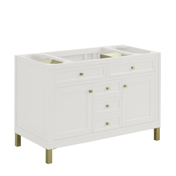 Chicago 48" Single Vanity, Glossy White, w/ 3 CM Eternal Jasmine Pearl Silestone® Top