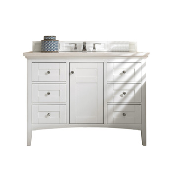 Palisades 48" Single Vanity, Bright White w/ 3 CM White Zeus Silestone Top