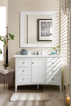 Palisades 48" Single Vanity, Bright White w/ 3 CM White Zeus Silestone Top