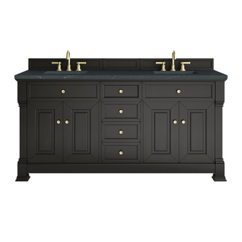 Brookfield 72" Double Vanity, Black Onyx, w/ 3 CM Charcoal Soapstone Silestone Top