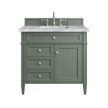 Brittany 36" Single Vanity, Smokey Celadon w/ 3 CM Carrara Marble Top