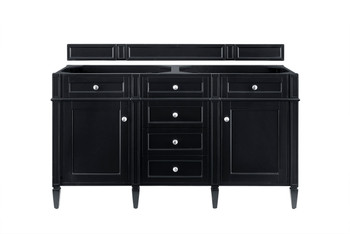 Brittany 60" Double Vanity, Black Onyx w/ 3 CM Parisien Bleu Silestone Top