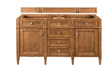 Brittany 60" Double Vanity, Saddle Brown, w/ 3 CM Tajnar Eclos Top