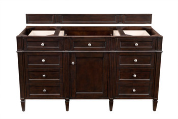 Brittany 60" Single Vanity, Burnished Mahogany w/ 3 CM White Zeus Silestone Top