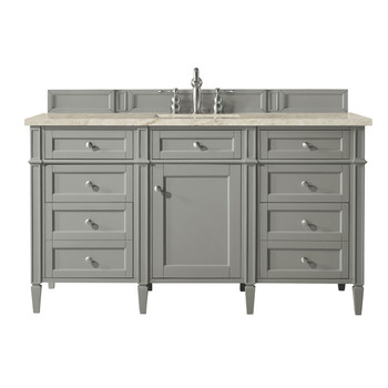 Brittany 60" Single Vanity, Urban Gray, w/ 3 CM Tajnar Eclos Top
