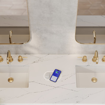Brittany 72" Double Vanity, Saddle Brown w/ 3 CM Ethereal Noctis Silestone Top w/FreePower Wireless Charger