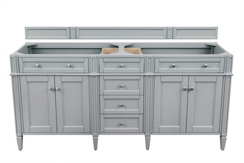 Brittany 72" Double Vanity, Urban Gray w/ 3 CM Victorian Silver Silestone Top