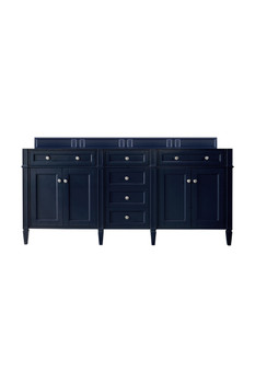 Brittany 72" Double Vanity, Victory Blue w/ 3 CM White Zeus Silestone Top