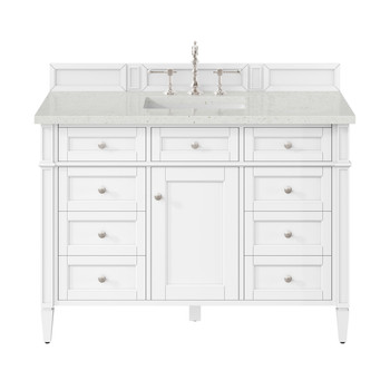 Brittany 48" Single Vanity, Bright White w/ 3 CM Lime Delight Silestone Top
