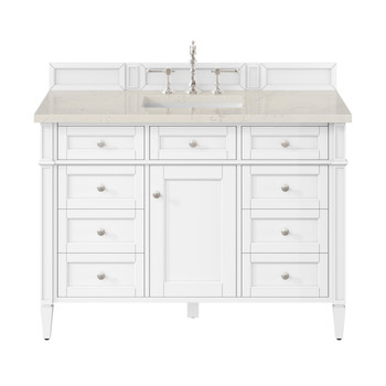 Brittany 48" Single Vanity in Bright White, w/ 3 CM Siberian Silestone Top