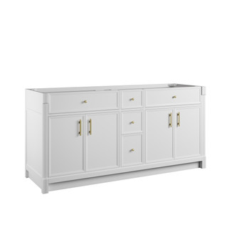 Bellshire 72" Double Vanity, Bright White w/ 3 CM Eternal Jasmine Pearl Silestone Top