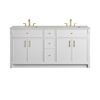 Bellshire 72" Double Vanity, Bright White w/ 3 CM Lime Delight Silestone Top